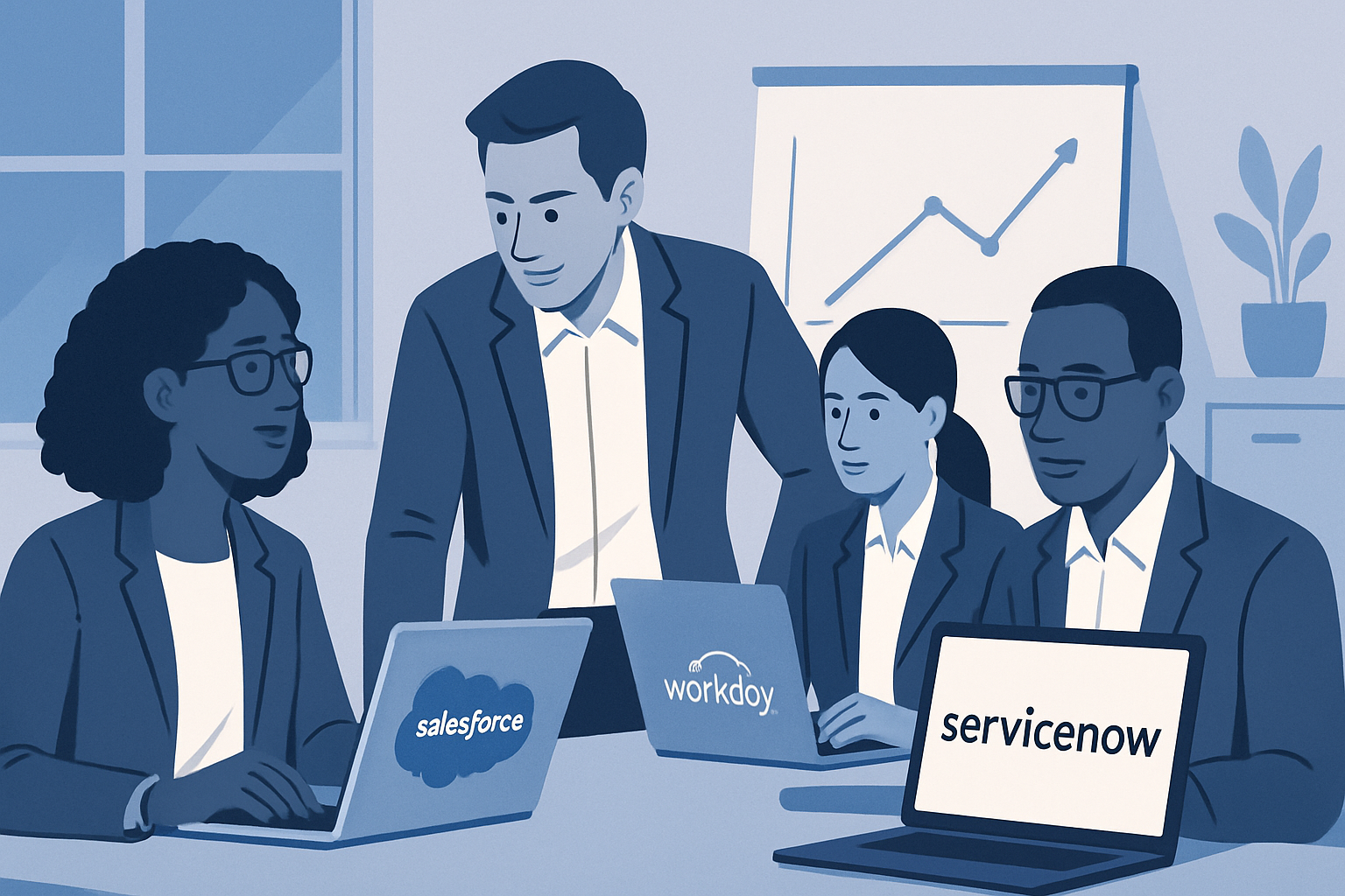 Salesforce, Workday y ServiceNow: la carrera por más con menos